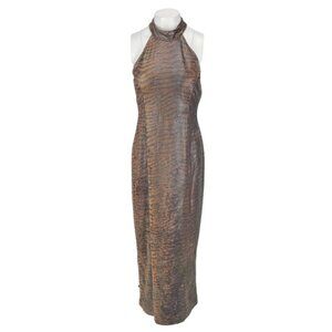 ALGO Animal Print Scale Sheen Maxi Dress Sz Small Petite